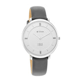 Titan Women's Edge Watch Analog White Dial with Black Leather Strap, 2655SL01