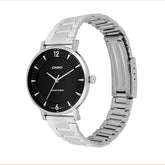 Casio Women's Watch Analog Black Dial with Silver Stainless Steel Band, LTP-VT04D-1ADF