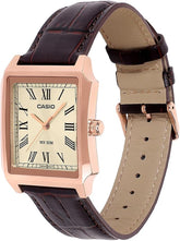 Casio Men's Analog Watch, Champagne Dial With Brown Leather Band, MTP-B190RGL-9BVDF