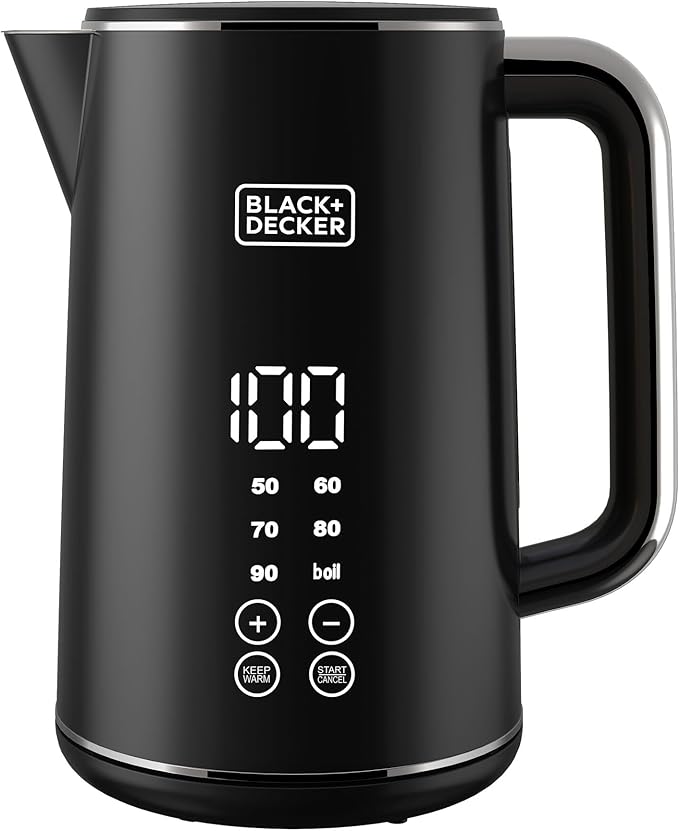 Black+Decker 1.7L Double Wall Cordless Digital Kettle-2200W, JCD200 ...
