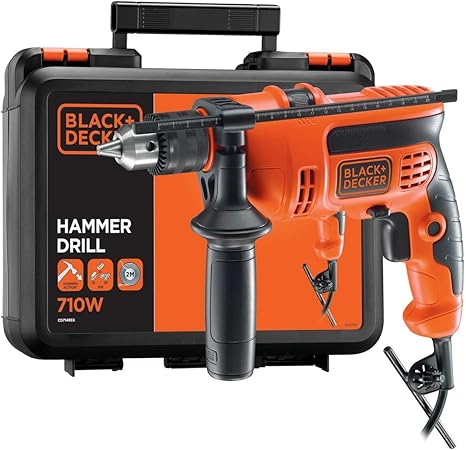 Black+Decker Hammer Drill Kit Box 710W, CD714REKB5 Powertools BA-CD714REKB5