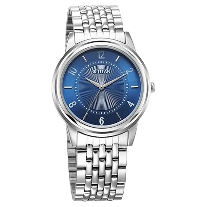 Titan, Men's, Analog Watch, Blue Dial, with Stainless Steel Band, TI-1638SM02