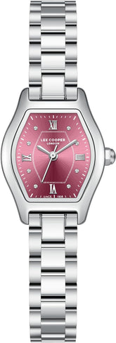 Lee Cooper Women's Analog Watch with Red Dial and Stainless Steel Band, LC08391.381