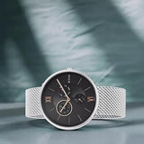 Titan Slim Men's Multifunction Watch Analog Black Dial With Silver Stainless SteelBrnach, 1877SM01