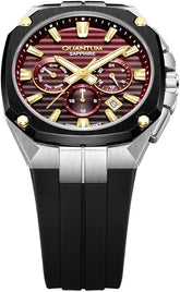 Quantum Men's Chronograph Watch Maroon Dial Black Silicone Band, ADG1278.281