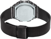 Casio Unisex Watch Vintage Collection Digital Display, Black Dial Black Stainless Steel Mesh Strap, A168WEMB-1BDF