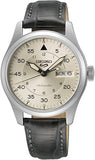 SEIKO 5 Automatic Men's Watch with Day and Date and Silver Dial with Black Leather Strap,SRPJ87K