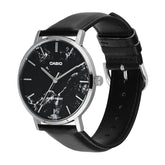 Casio Men's Watch Analog Black Dial with Black Leather Strap, MTP-VT01LM-1AUDF