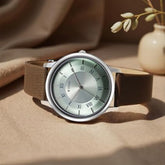 Titan Workwear Women's Watch Analog Silver Dial with Black Leather Strap, 2732SL02