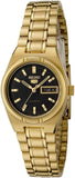 Seiko 5 Women's Automatic Watch Analog Black Dial with Gold Stainless Steel Band, SYM602K