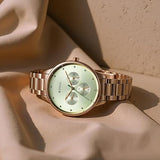 Titan Women's Watch Analog Green Dial with Rose Gold Stainless Steel Band, 2648WM09