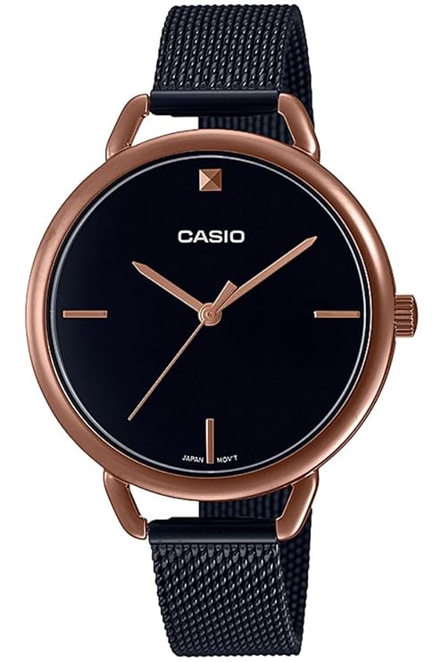 Casio, Women’s Watch Analog, Black Dial Black Stainless Steel Band, LTP-E415MBR-1CD