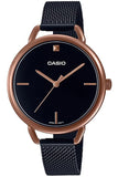 Casio, Women’s Watch Analog, Black Dial Black Stainless Steel Band, LTP-E415MBR-1CD