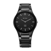 Titan Men's Edge Watch in Glossy Black with Diamonds and Black Ceramic Band, 1696NC12