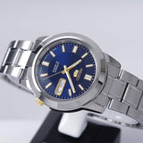 Seiko Men's Mechanical Watch, Automatic 21 Jewels Blue Dial Silver Stainless Band, SNKK11J