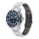 Titan Zero Hour Diver's 300M Automatic Watch for Men, Blue Dial with Silver Stainless Steel Bracelet and Blue FKM Strap, 10069KM01