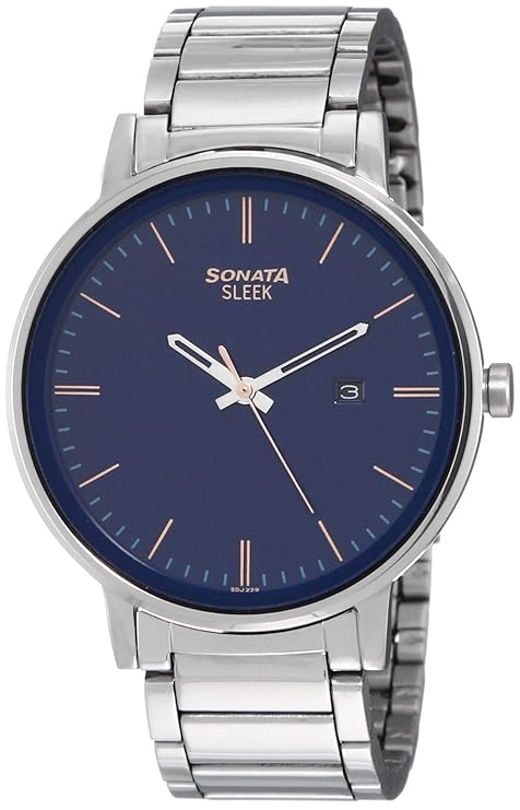 Sonata, Men, Analog, Watch, Blue Dial, Stainless steel Strap, 7131SM01