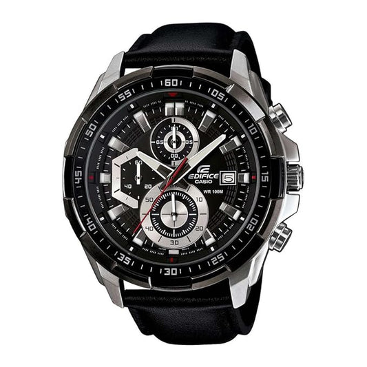 Edifice men analog watch, black dial with comfortable strap, model GS-EFR-539L-1AVUDF, Bahrain