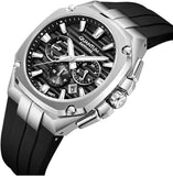Quantum Men's Chronograph Watch Black Dial Black Silicone Band, ADG1278.351
