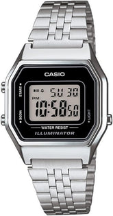 Casio, Women's Watch Digital, Black Dial Silver Stainless Band, LA680WA-1DF