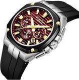 Quantum Men's Chronograph Watch Maroon Dial Black Silicone Band, ADG1278.281