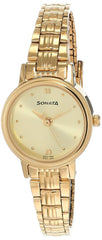 Sonata, Women's Watch, Champagne Dial Gold Metal Strap, 8096YM02
