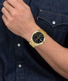 Casio Men's Watch, Black Dial Gold Stainless Steel Strap, MTP-V004G-1CUDF