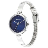 Titan Karishma Analog Blue Dial With Silver Stainless Steel Band, 2702SM02