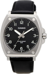 Casio Men's Watch Analog Black Dial With Black Leather Strap, MTP-E730L-1AVDF