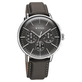 Titan Light Leathers Men's Multifunction Watch Anthracite Dial with Grey Leather Strap, 90200SL02