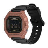 Casio Men's Watch Digital Dial Rose Gold Case with Black Resin Strap, W-218HM-5BVDF