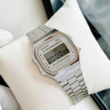 Casio Men's Watch Vintage Collection Digital, Beige Dial With Silver Stainless Steel Strap, A168WA-8AYDF