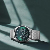 Titan Classique Men's Watch Analog Green Dial with Silver Mesh Band, 90189SM01