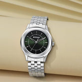 Titan Karishma Zing Men's Watch Analog Green Dial with Silver Stainless Steel Band, 1648SM01