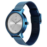 Fastrack Fleek Women's Watch Analog Silver Dial with Blue Mesh Band, 6210QM01