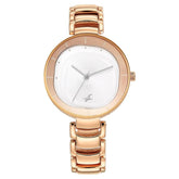 Fastrack, Women's Watch Analog, Silver Dial Rose-Gold Stainless Steel Strap , 6270WM01