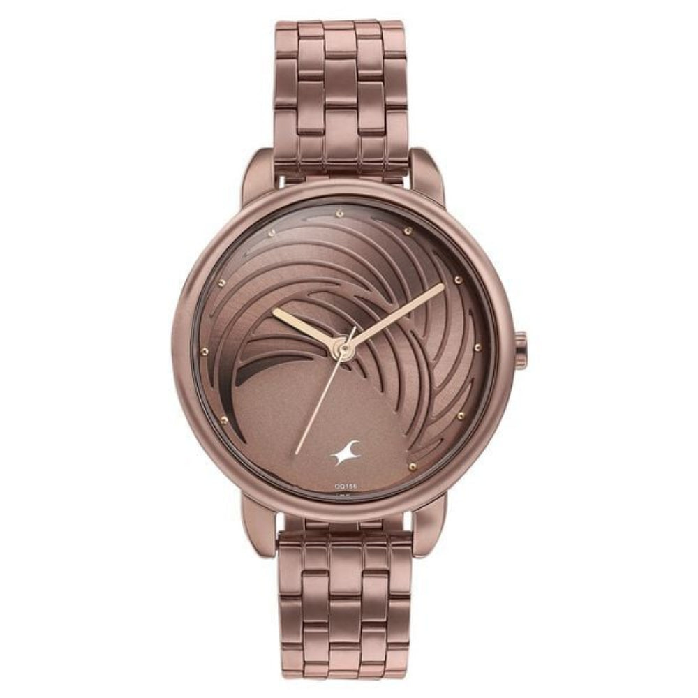 Fastrack Stunners Women's Watch Analog Brown Dial with Brown Stainless Steel Band, 6282QM01