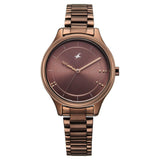 Fastrack Stunners Women's Watch Analog Brown Dial with Brown Stainless Steel Band, 6296QM01