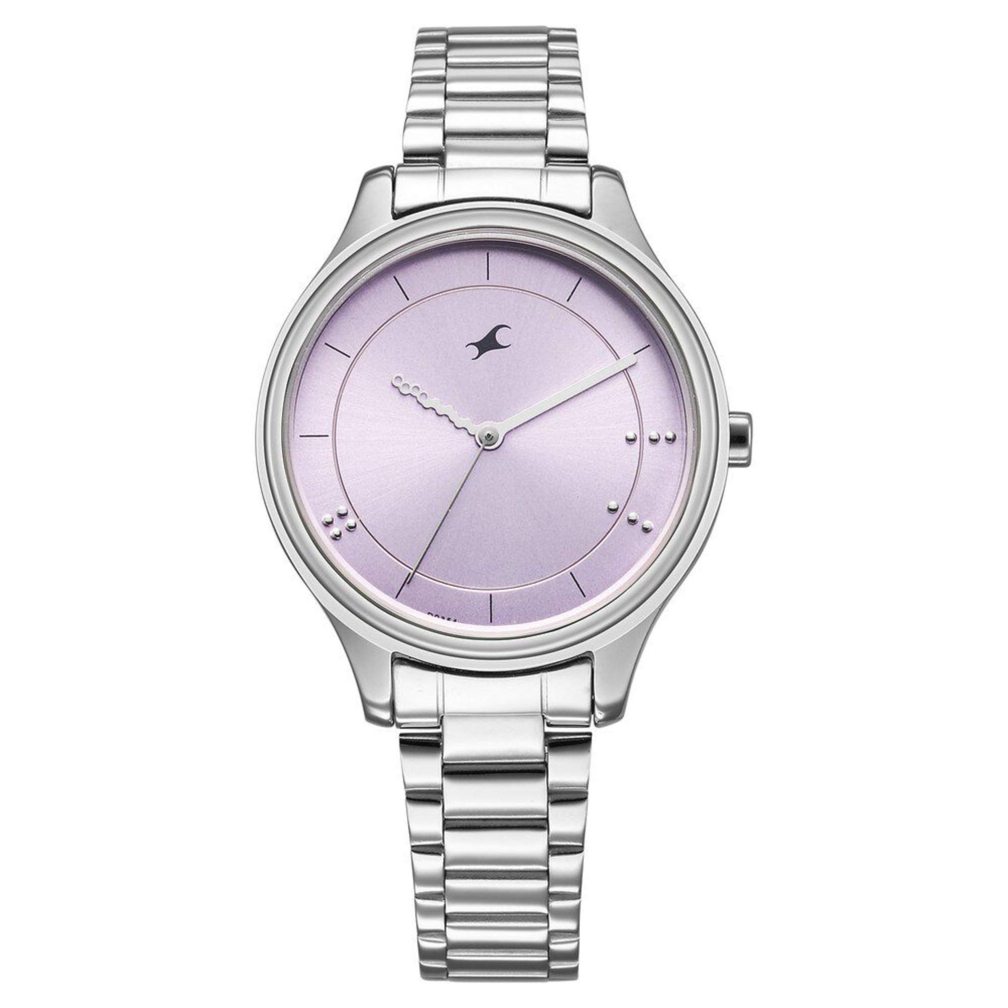 Fastrack Stunners Women's Watch Analog Purple Dial with SIlver Stainless Steel Band, 6296SM01