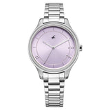 Fastrack Stunners Women's Watch Analog Purple Dial with SIlver Stainless Steel Band, 6296SM01