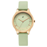 Fastrack Stunners Women's Watch Analog Green Dial with Green Leather Strap, 6296WL02
