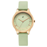 Fastrack Stunners Women's Watch Analog Green Dial with Green Leather Strap, 6296WL02