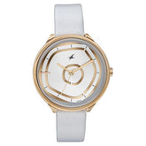 Fastrack Stunners Women's Watch Analog White Dial with White Leather Strap, 6303WL02