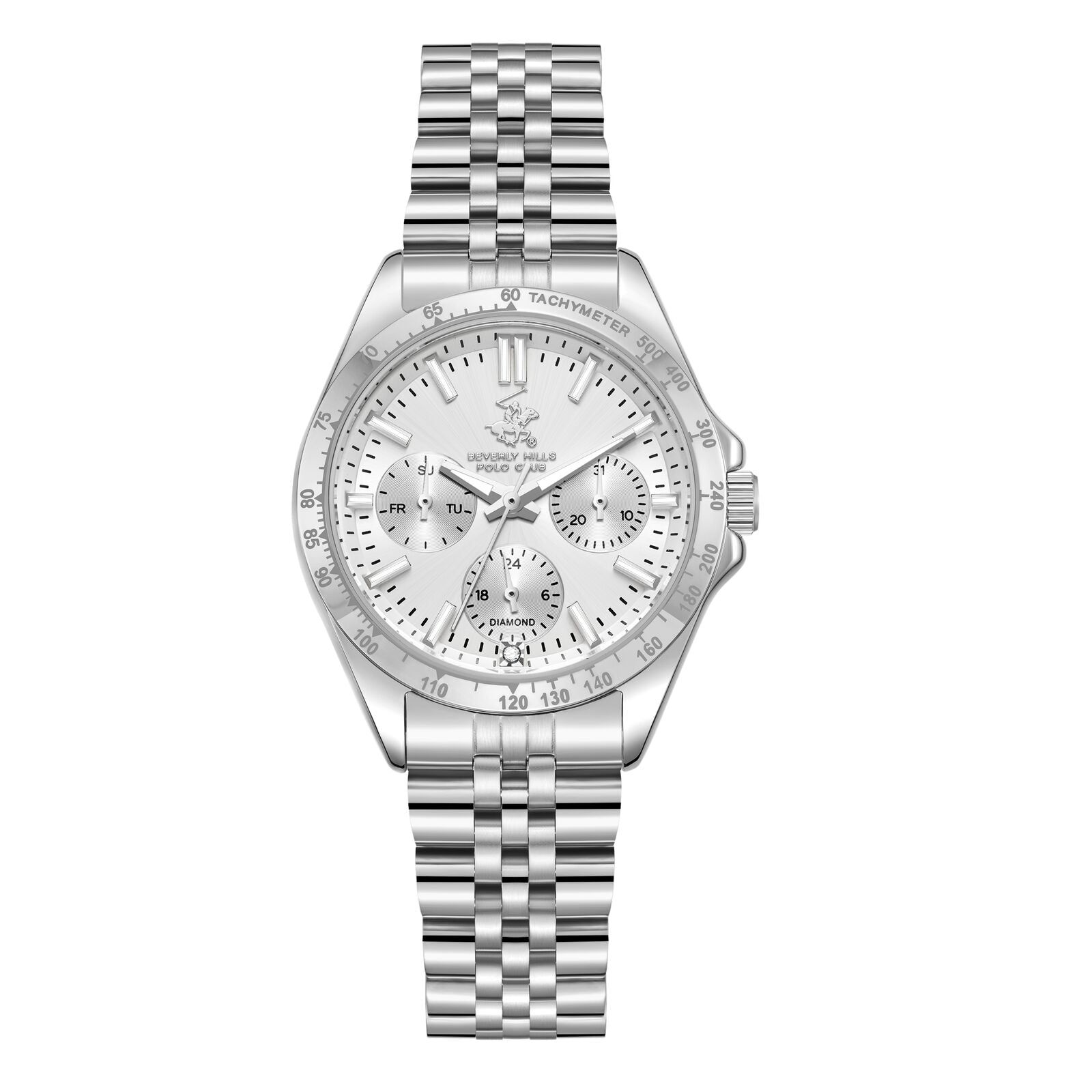 Beverly Hills Polo Club Women's Watch Analog Silver Dial with Silver Stainless Steel Band, BP3771C.330