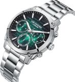 Lee Cooper Men's Multifunction Watch with Green To Black Dial and Stainless Steel Band, LC08348.370