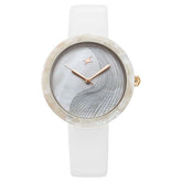 Fastrack Younique Women's Quartz Analog Mother Of Pearl Dial with White Leather Strap 68035KL01