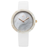 Fastrack Younique Women's Quartz Analog Mother Of Pearl Dial with White Leather Strap 68035KL01