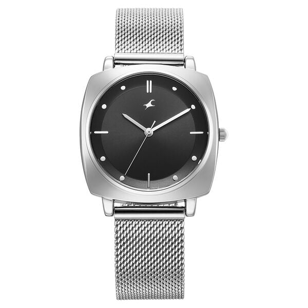 Fastrack Stunners Quartz Analog Men's Watch With Black Dial and Stainless Steel Strap 68043SM03