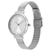 Fastrack Women's Watch Silver Dial with Silver Mesh Band, 68045SM01