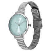 Fastrack Women's Watch Blue Dial with Silver Mesh Band, 68045SM02